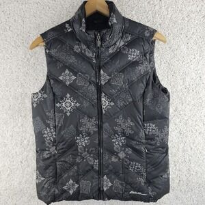Eddie Bauer Premium Goose Down Geometric Snowflake Puffer Vest Size L Packable